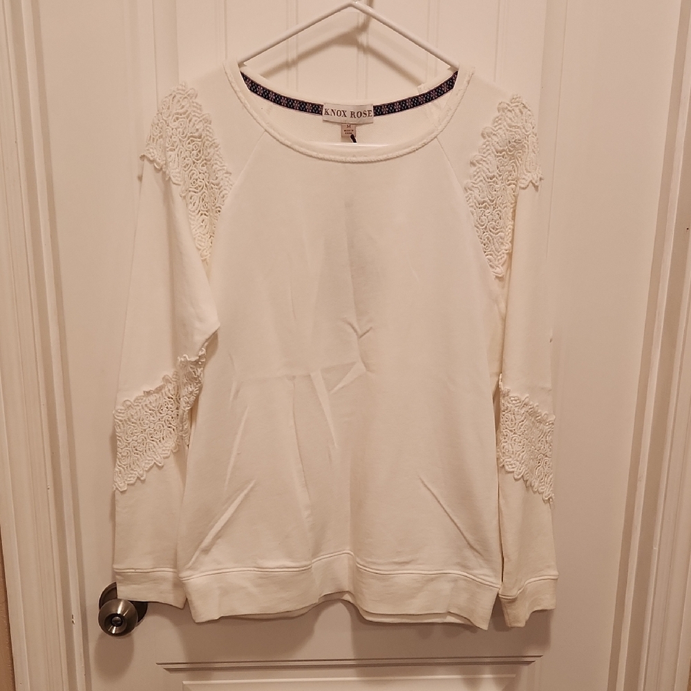 NWT White Lace Accent Top